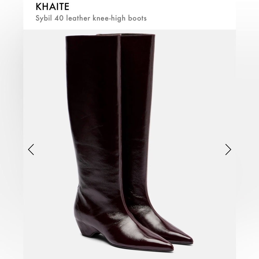 KHAITE Sybil Knee-High Leather Boots in Burgundy